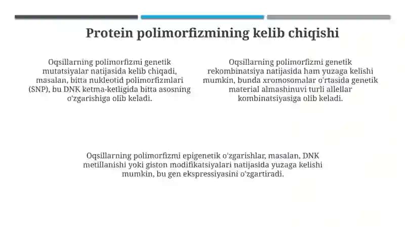 Oqsillarning koʻpshakilligi va ahamiyati 4
