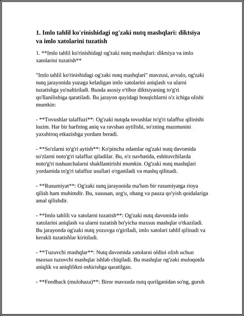 IMLOVIY TAHLIL KO'RINISHIDAGI OGʻZAKI VA YOZMA NUTQ ISHLARINI BAJARISH 4