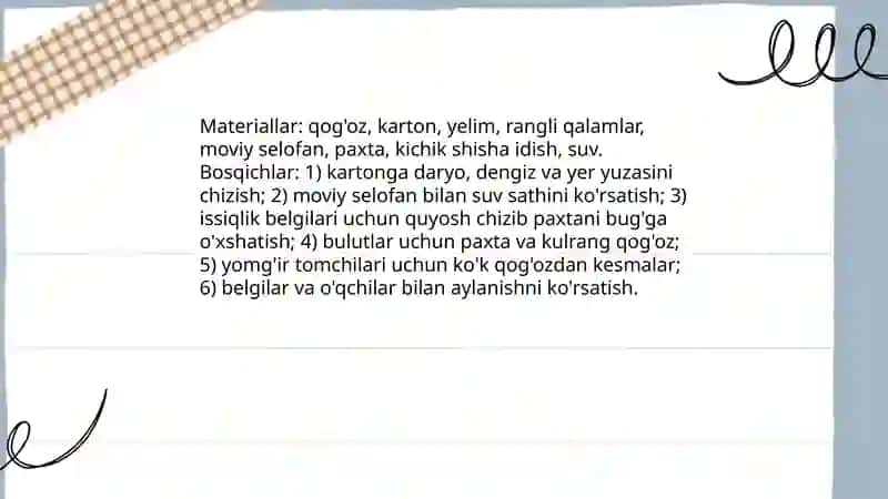 Tabiatshunoslik fanidan mavzular bo'yicha Sunday materillardan ko'rgazmali qurollar tayyorlash 4