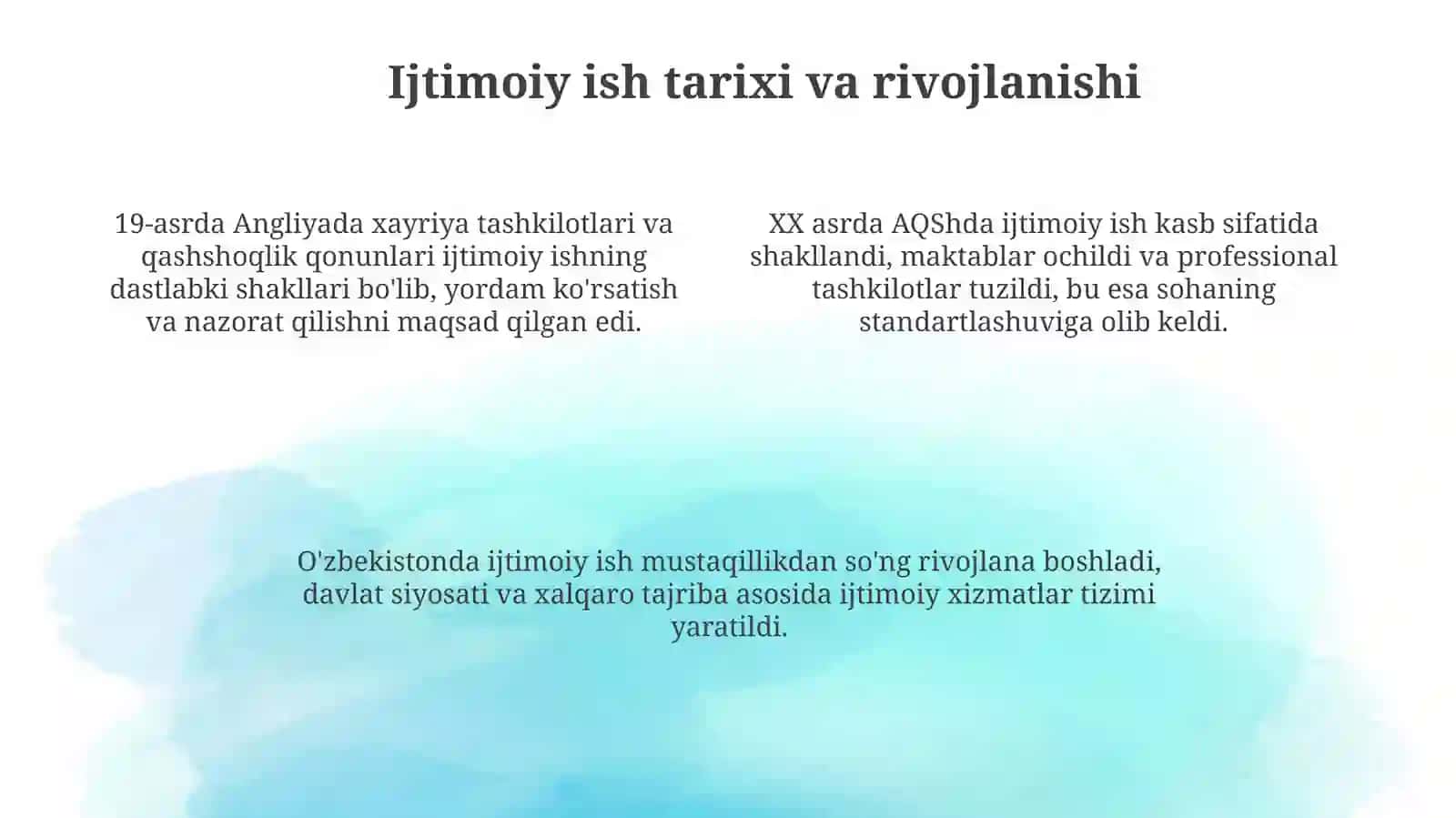 Ijtimoiy ish: ta'rif, tamoyillar va metodlar 4