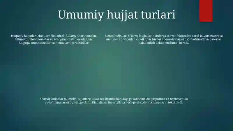 Umumiy Hujjat Boyicha Taqdimot 4