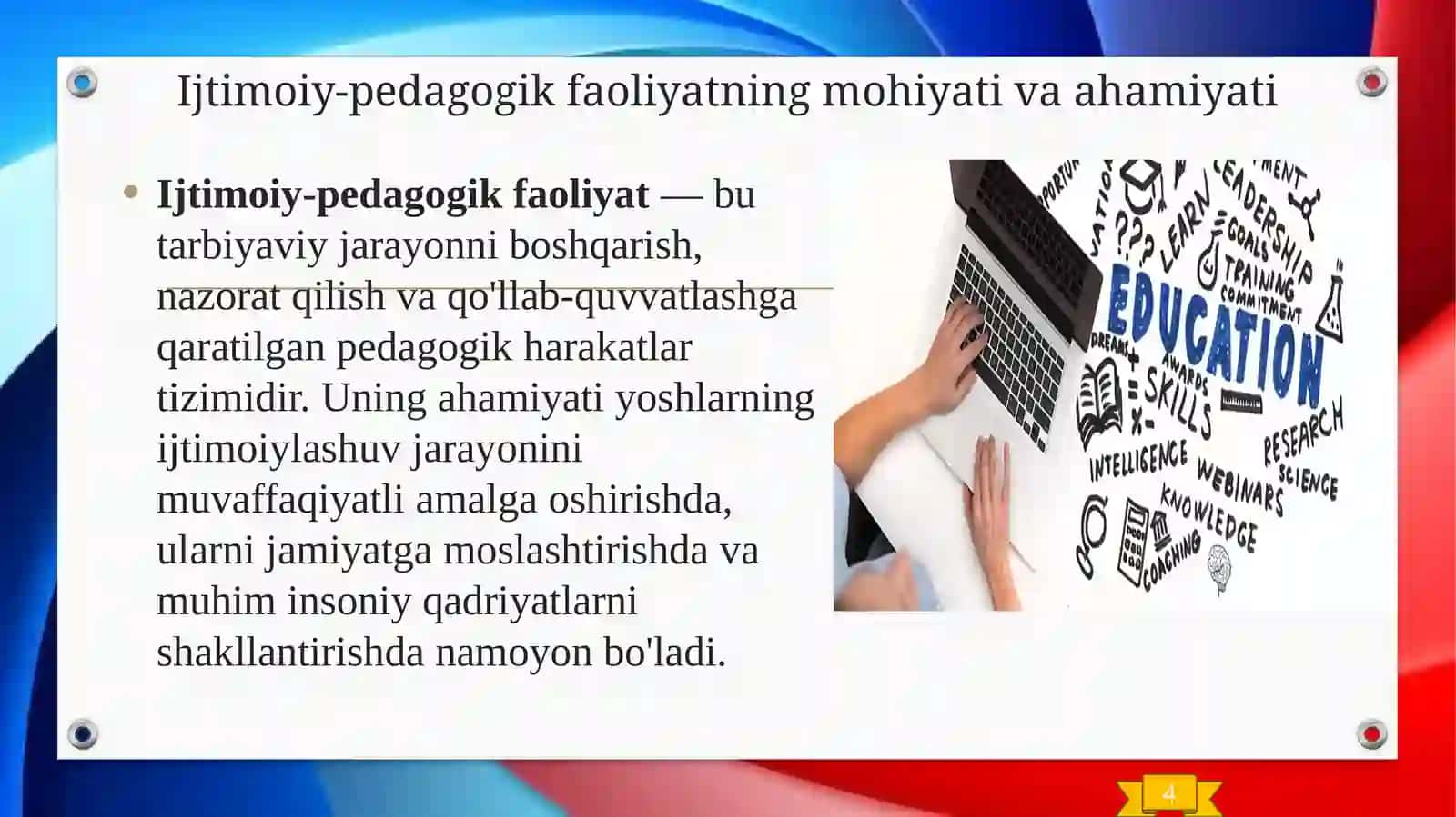 Yoshlar tarbiyasida ijtimoiy pedagogik faoliyat mazmuni tuzilmasi va funksiyalari 4