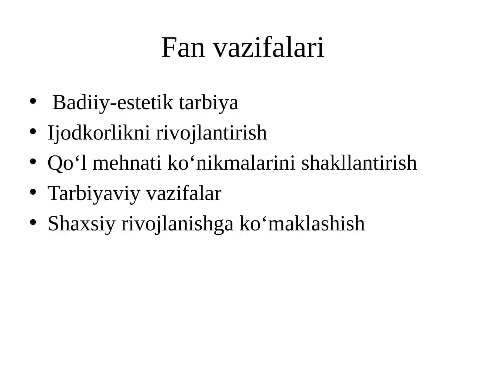 Tasviriy faoliyat va mehnatga o‘rgatish texnologiyasi faniining umumiy masalalari 4