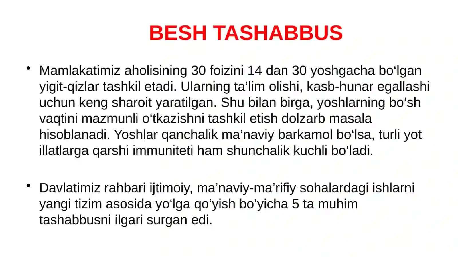 Besh tashabbus 4