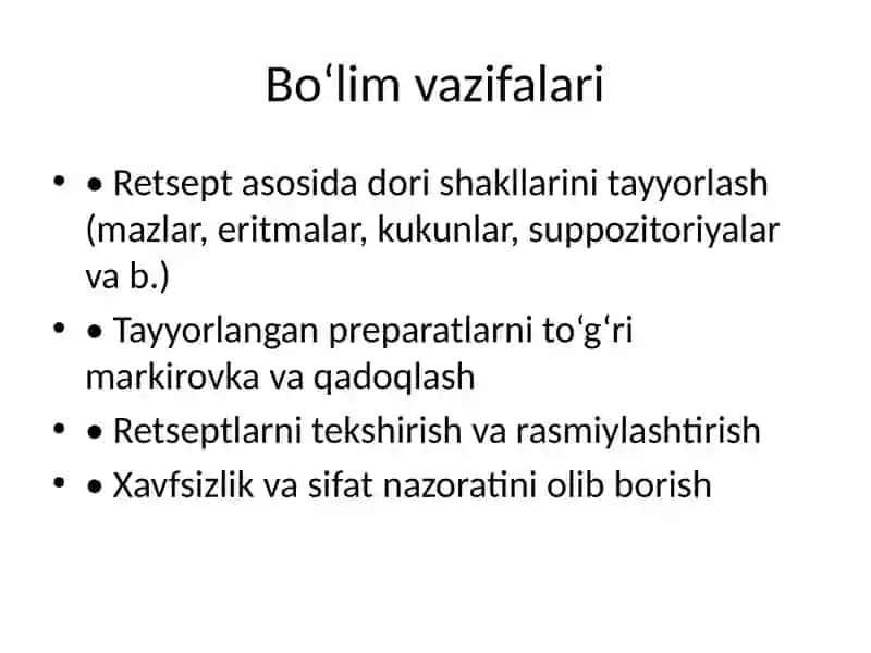 Dorixonaning Retseptura Bo‘limi Faoliyati 4