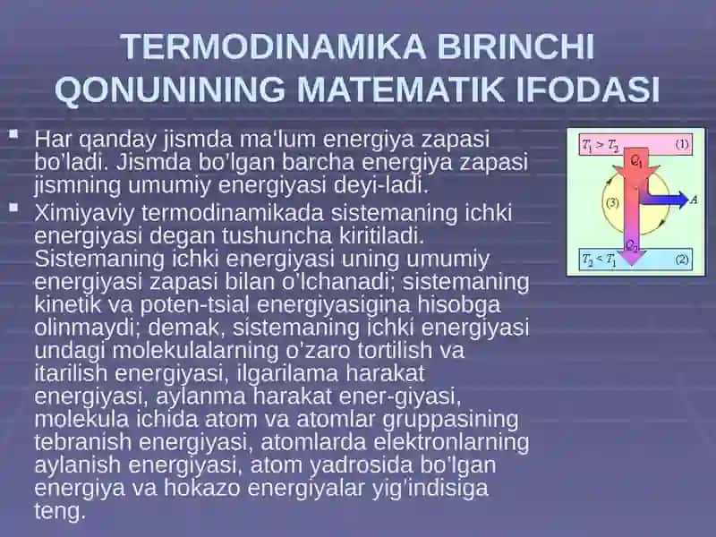 Termodinamikaning birinchi qonuni 4