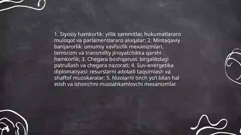 Markaziy Osiyo respublikalari o'rtasida qardoshlarcha hamkorlik aloqalari 4