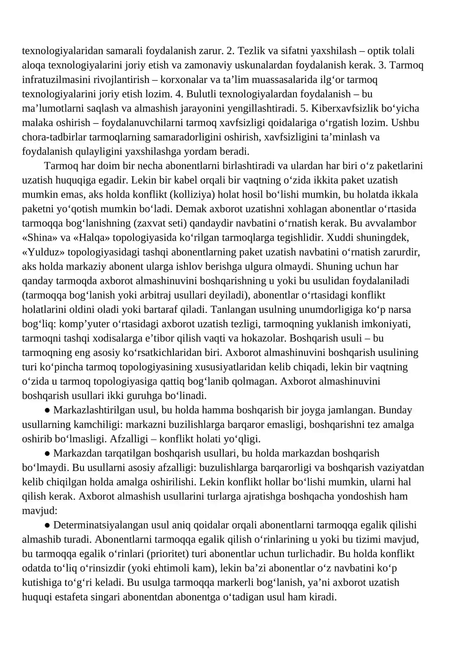 Tarmoqda axborot almashinuvini tashkil etish tamoyillari 4