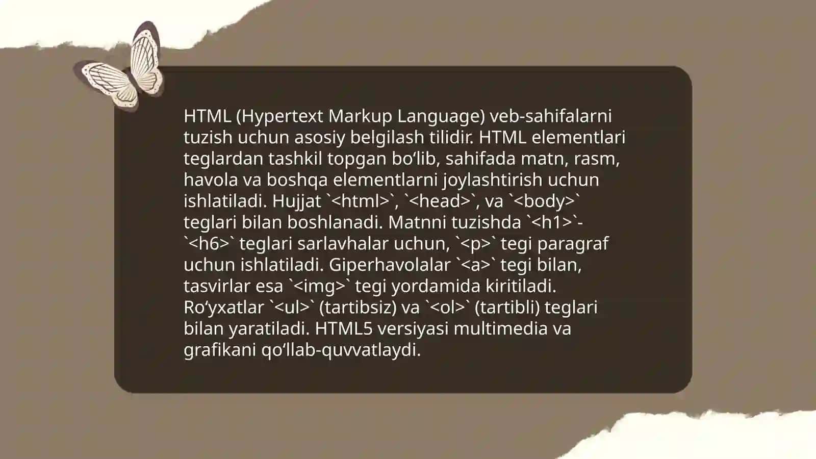 HTML tili asoslari va uning rivojlanishi 4