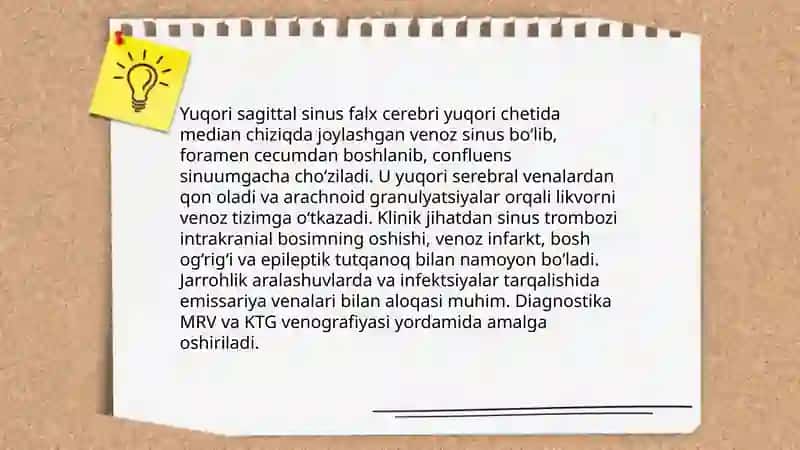 Bosh miya pardalarining vena boshliqlari va sistemalari. Likvorodinamika 4