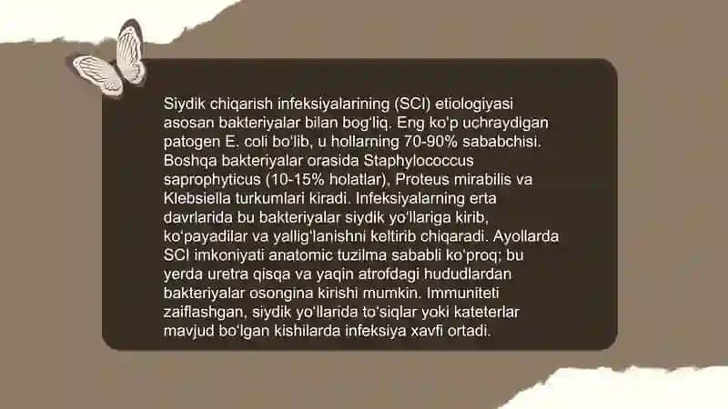 Siydik chiqarish infeksiyasi, etiologiya, patogenezi, klinika, diagnostika, davolash 4
