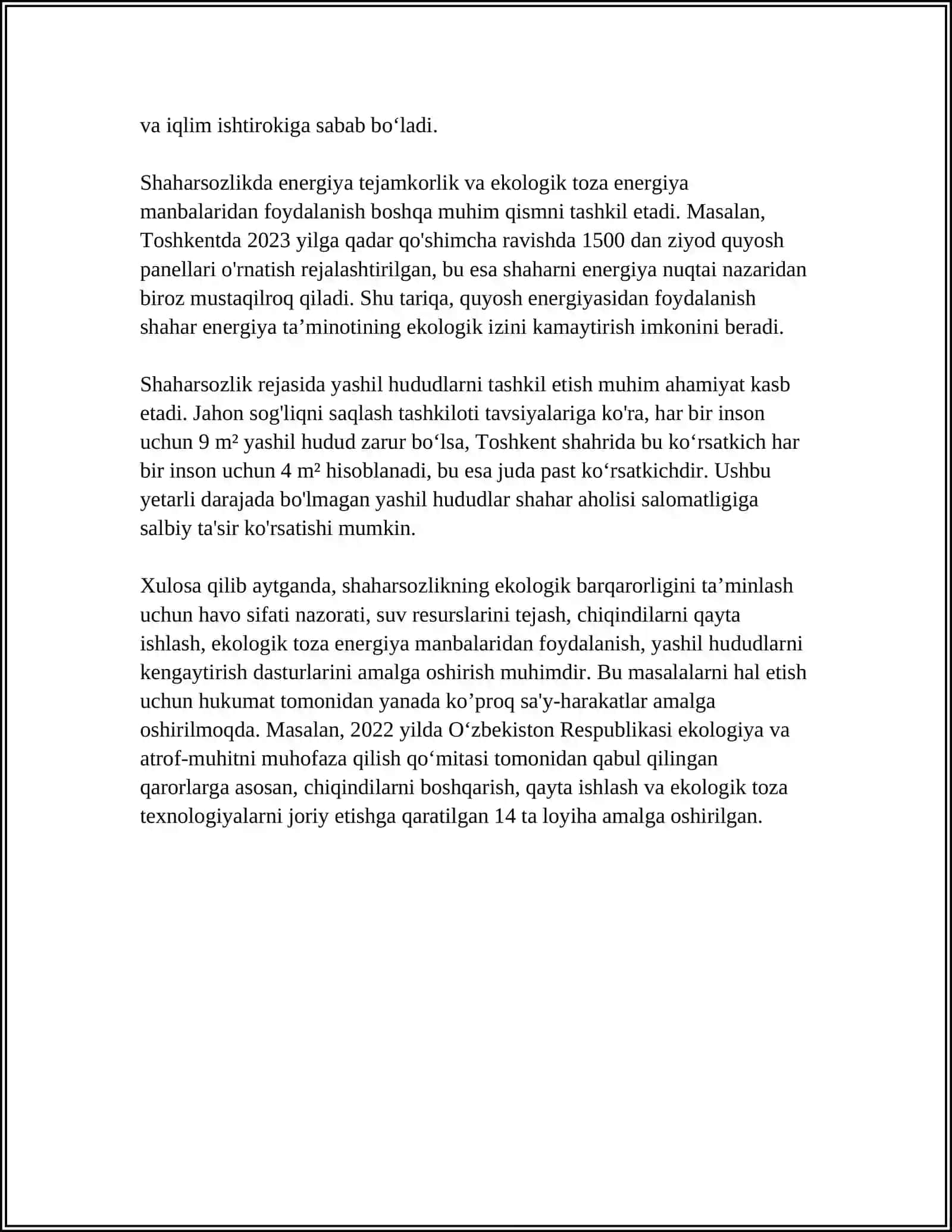 URBANIZATSIYANING " YASHIL IQTISODIYOT" GA TASIRI 4
