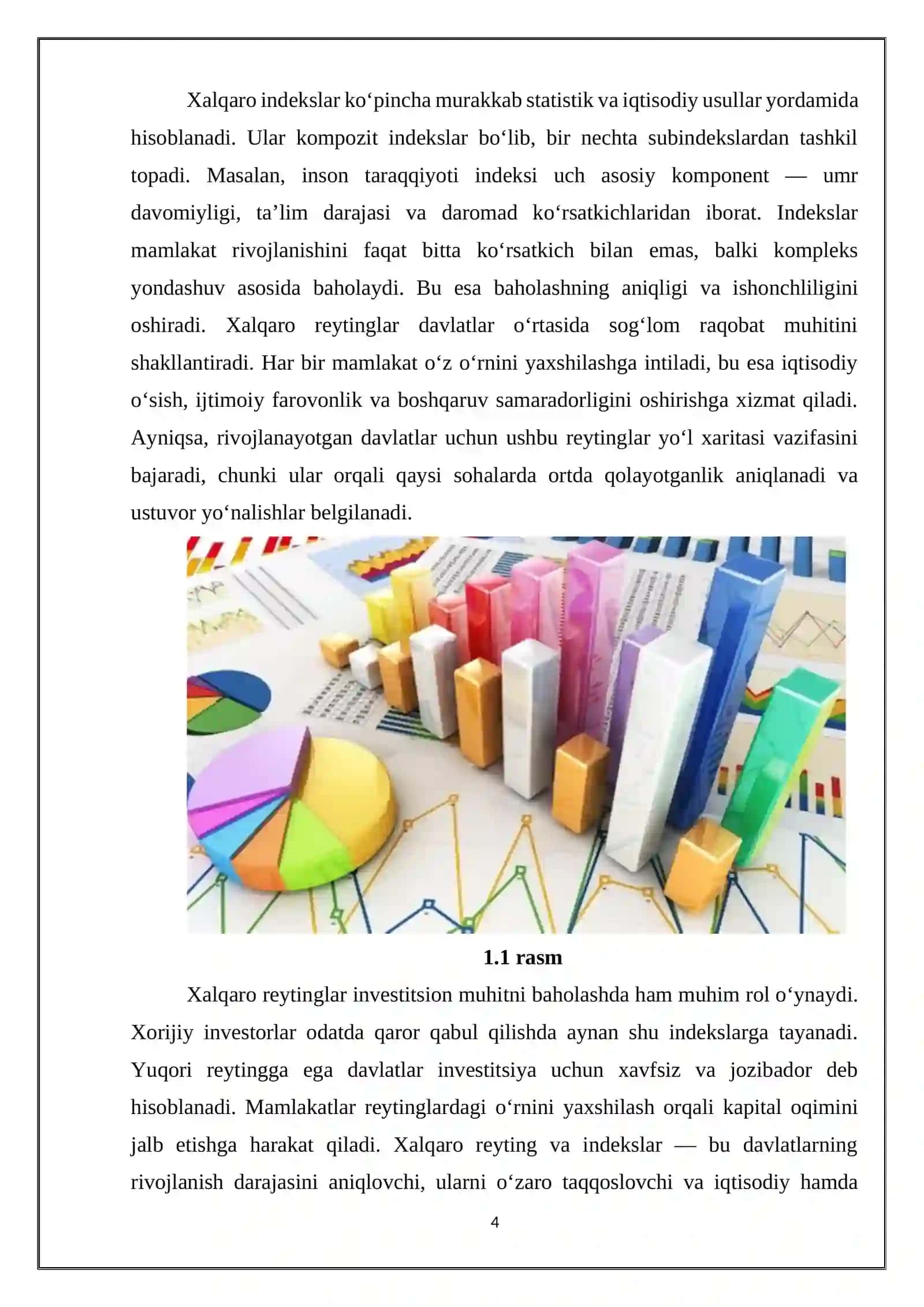 Iqtisodiy va ijtimoiy sohadagi ustuvor halqaro reytinglar va ularga O‘zbekistonning integrasiyalashuvi 4