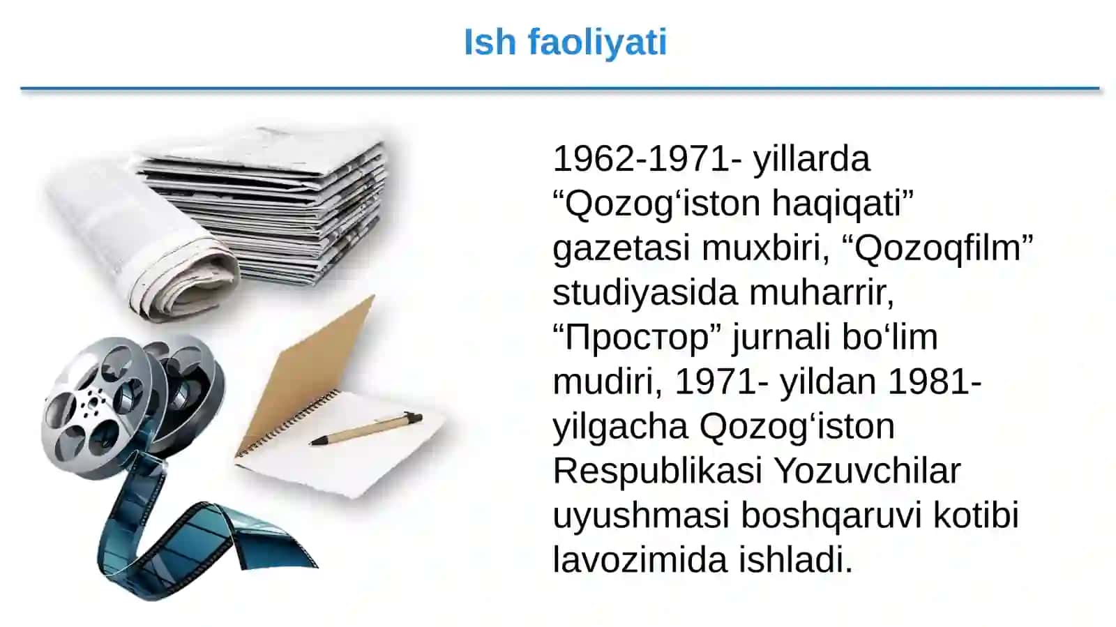 9-sinf Adabiyot fanidan O'ljas Sulaymonov hayoti va ijodi dars taqdimoti 4