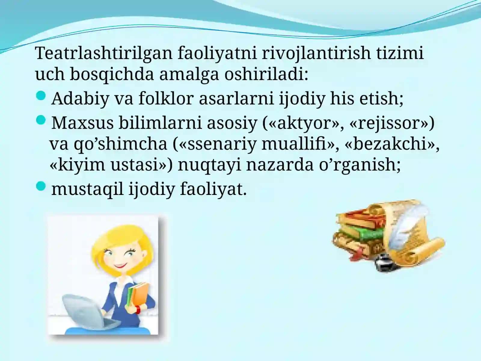 Sahnalashtirish faoliyati jarayonida bolalarda ijodkorlikni rivojlanishining o’ziga xosligi 4