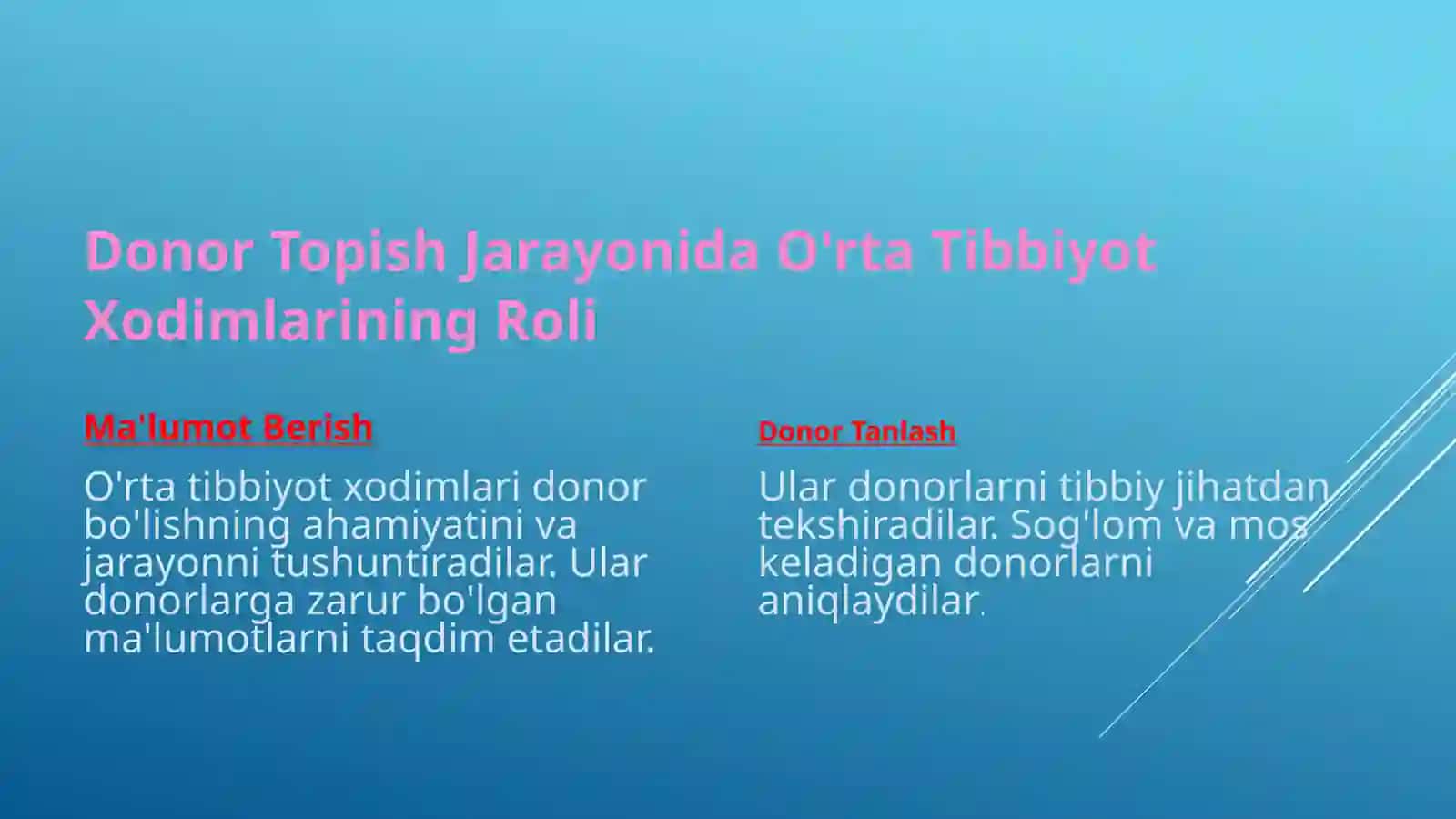 Donorlikni Tashkil etishda O'rta Tibbiyot Xodimlarning Roli 4