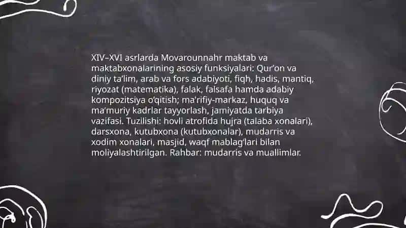XIV XVI asrlarda Movarounnahrda taʼlim tarbiya va pedagogik taʼsiri 4