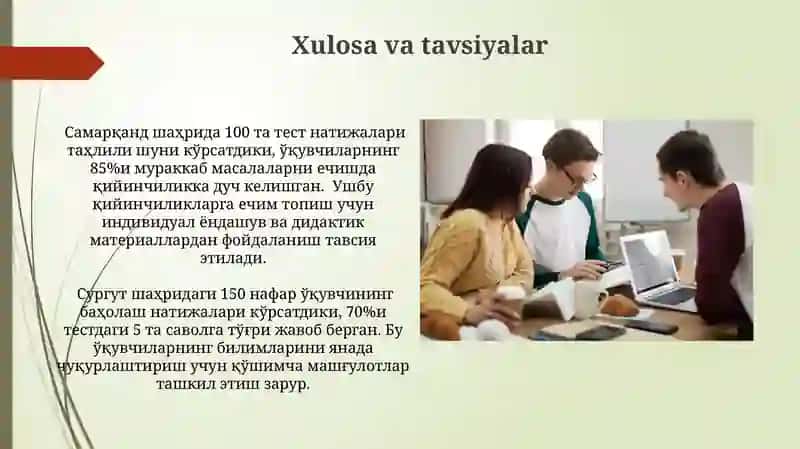 Oʻquvchi bilimlarini baholash 4