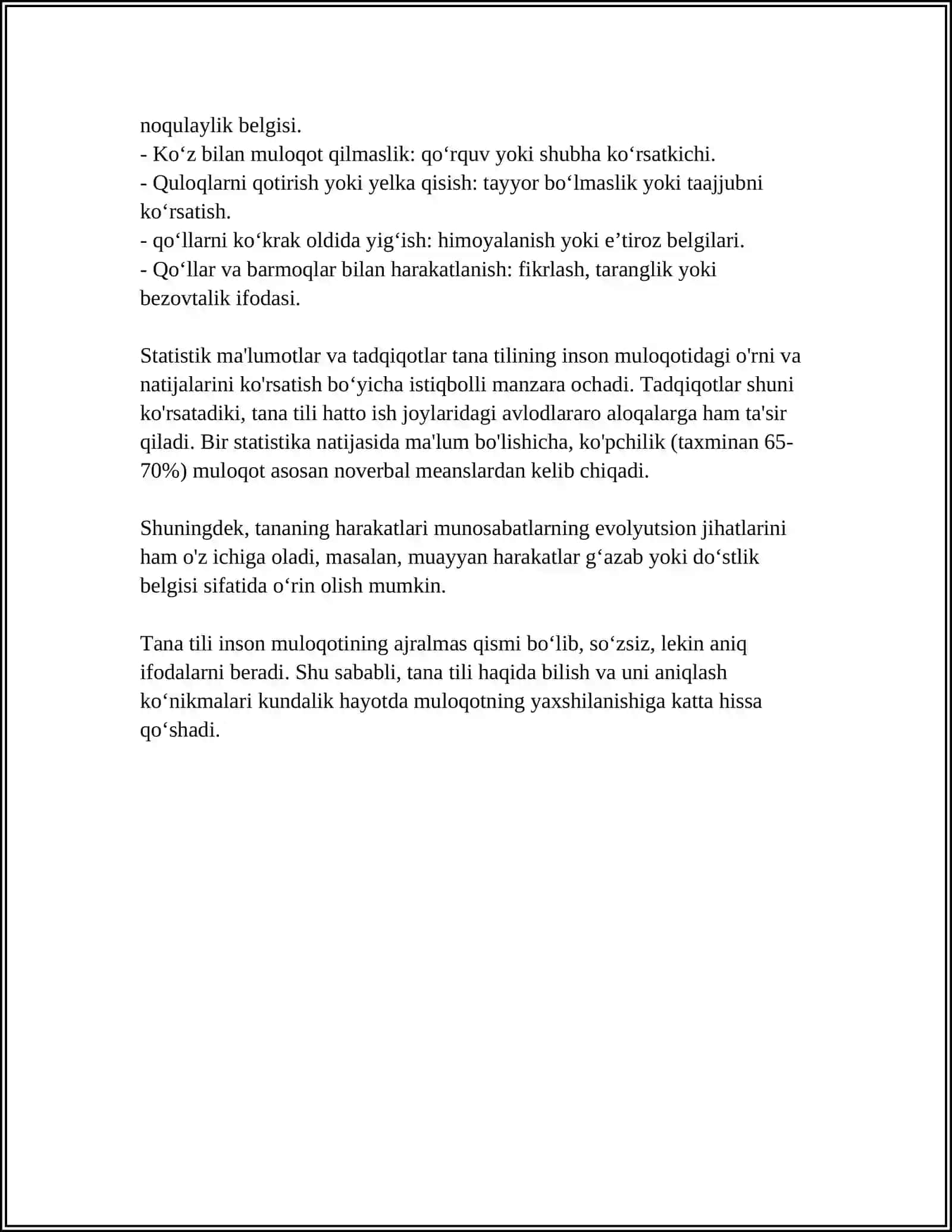 NOVERBAL MULOQOT.MULOQOTNI BOYITUVCHI OMILLAR 4