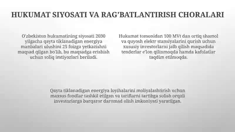 Oʻzbekiston sharoitida shamol va quyosh energiyalaridan foydalanish holatlari 4
