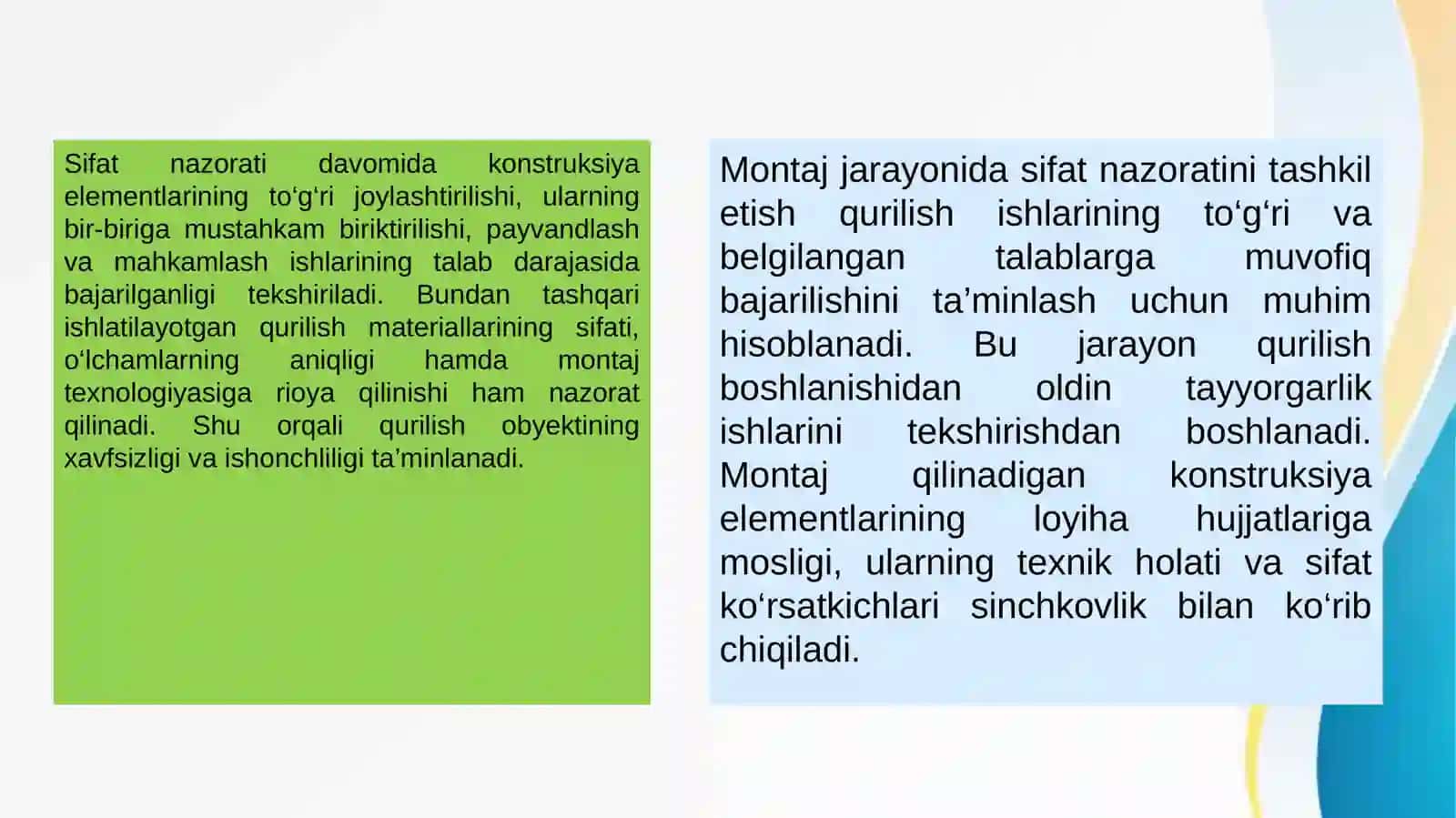 Konstruksiyalarni montaj qilish jarayonida sifat nazorati 4