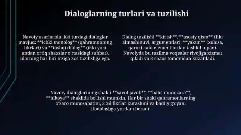Navoiy asarlaridagi dialoglar ustida ishlash 4
