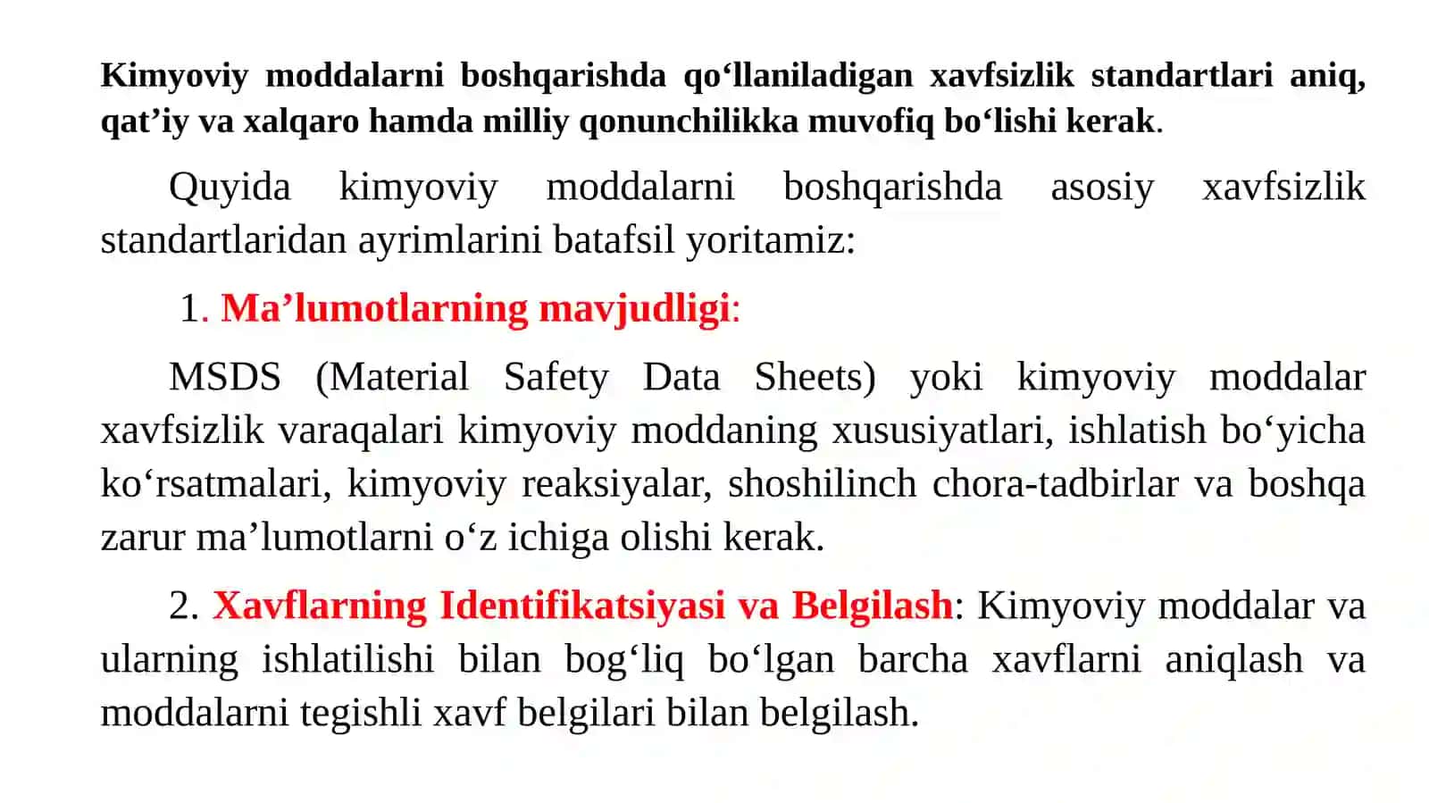 Kimyoviy moddalar bilan ishlashda xavfsizlik qoidalari 4