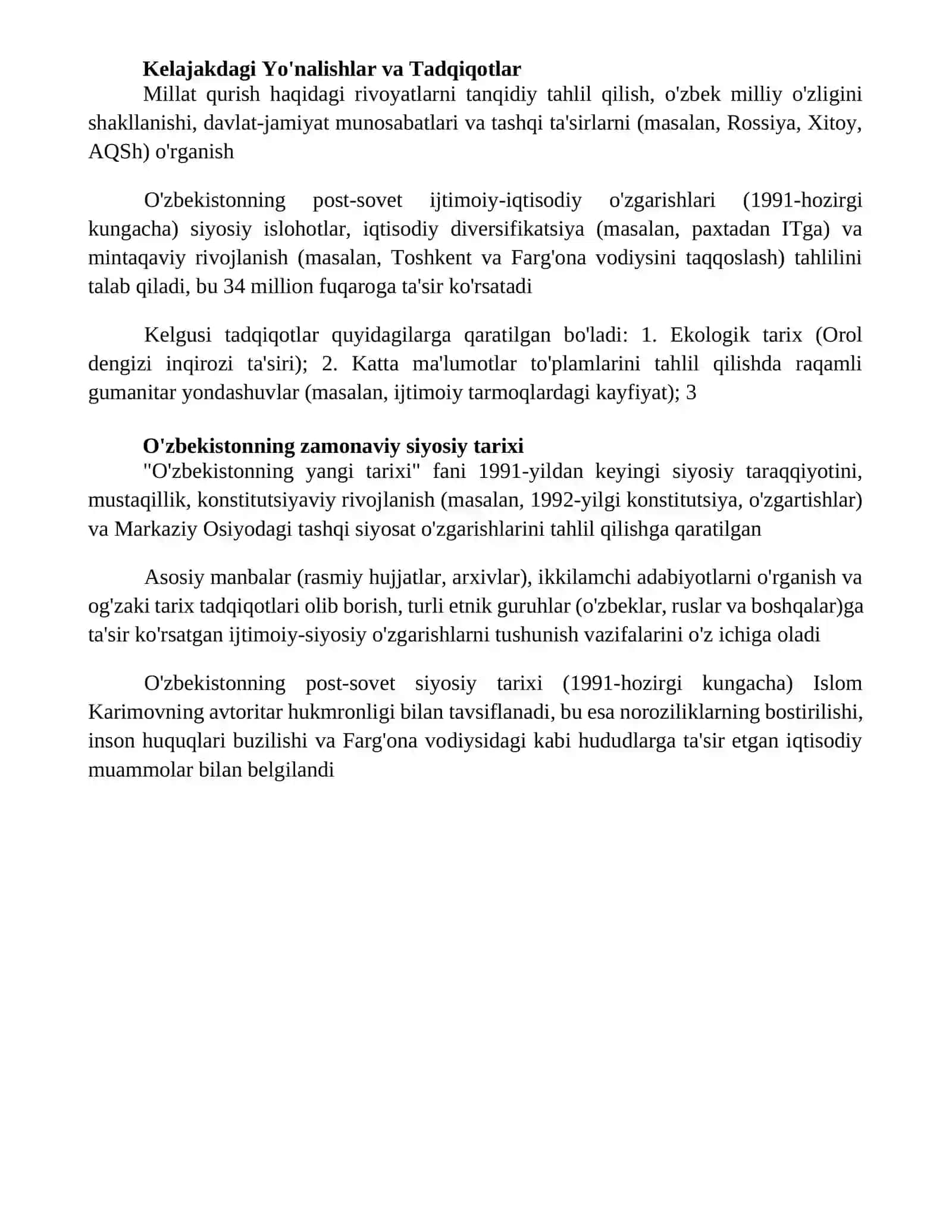O'zbekistonning eng yangi tarixi" o'quv fanining predmeti,maqsadi va vazifalari 4