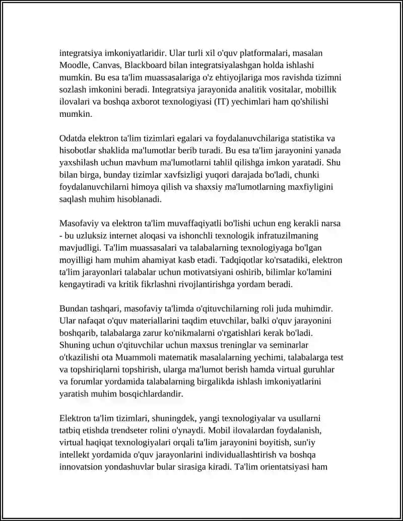MASOFAVIY TA’LIM. ELEKTRON TA’LIMNI BOSHQARUV TIZIMLARI 4