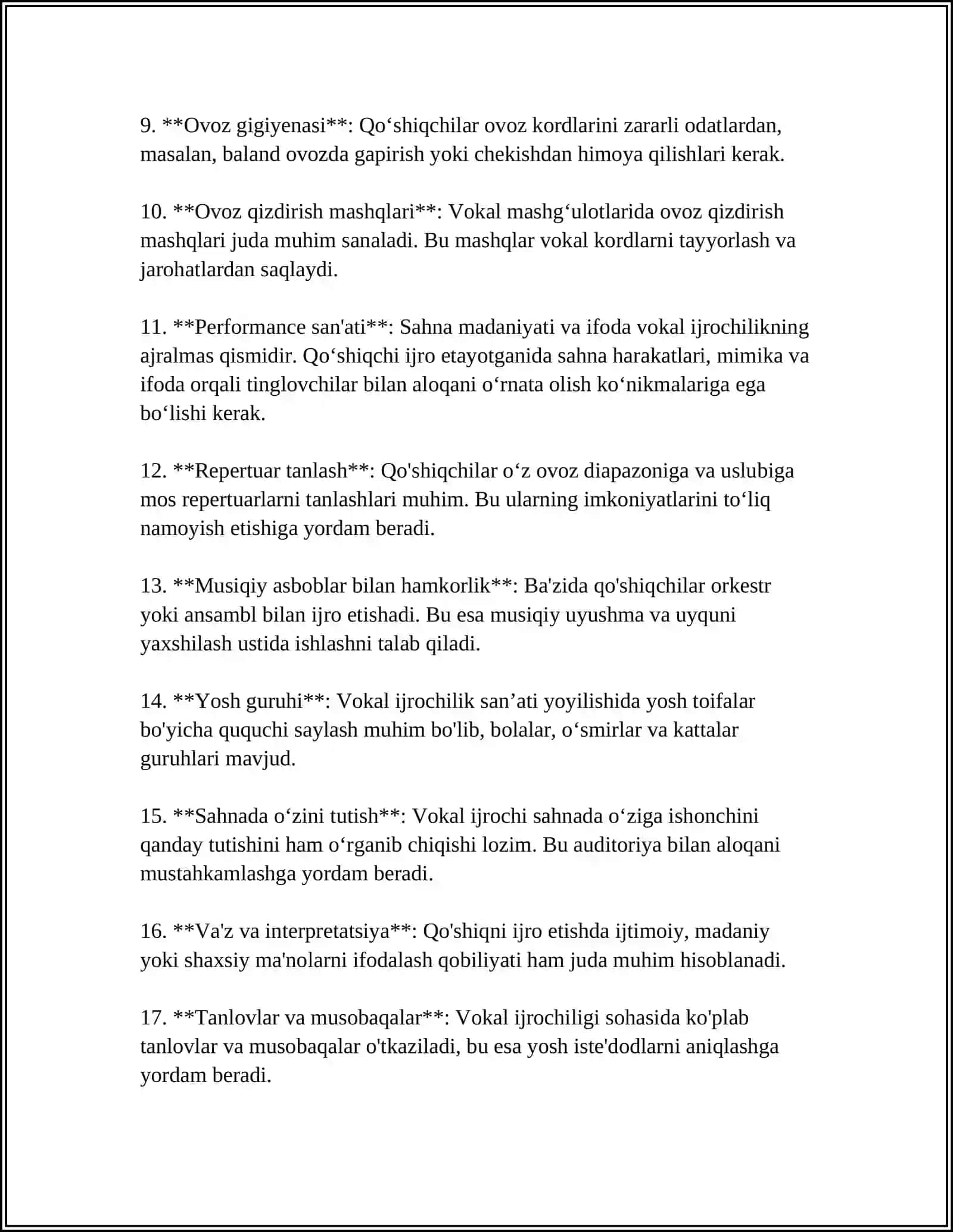 Vokal — XOR MALAKALARI VA ULARNI MUSIQADARSIDAGI AHAMIYATI 4