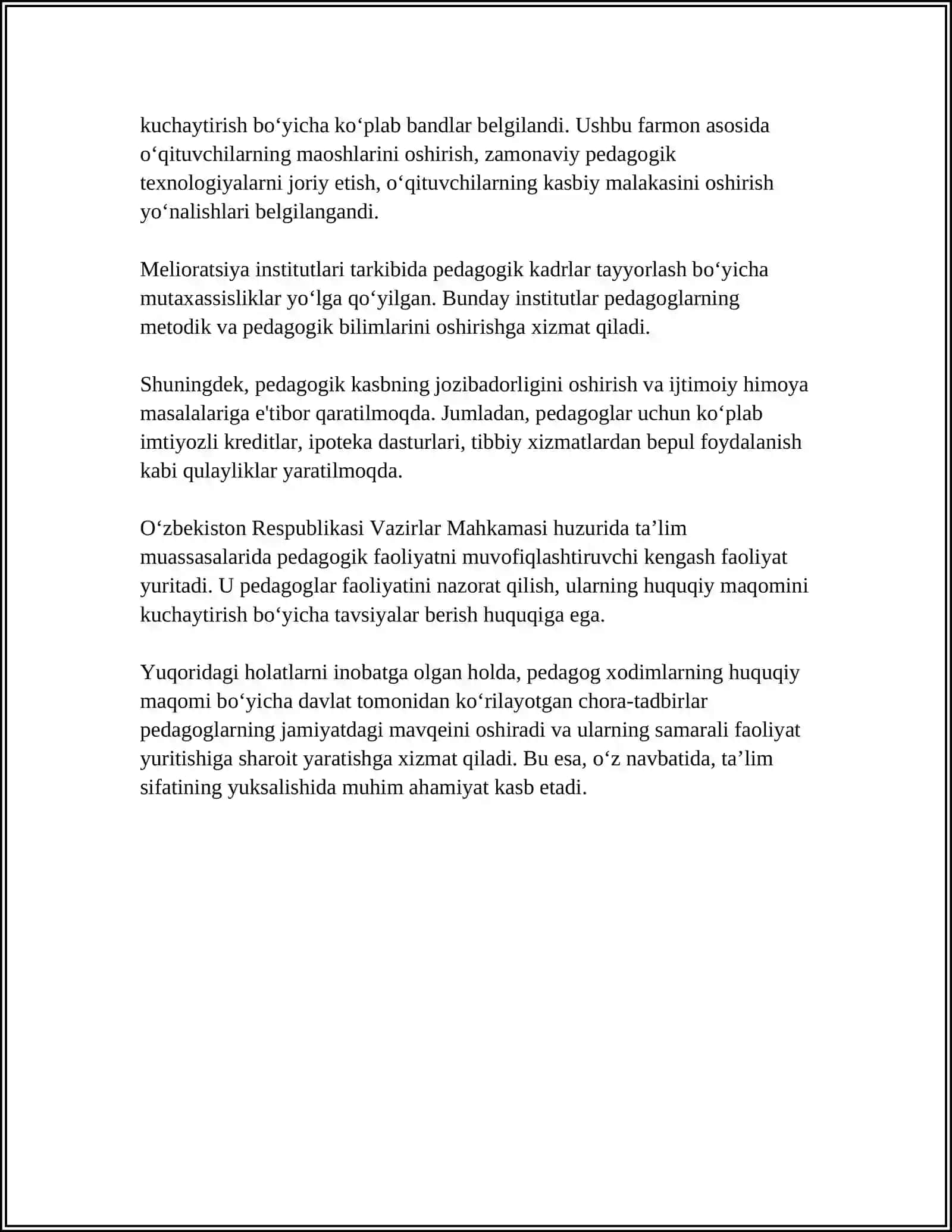 TAʼLIM TASHKILOTLARI PEDAGOG HODIMLARNING XUQUQIY MAQOMI 2024-2025-o'quv yili 4