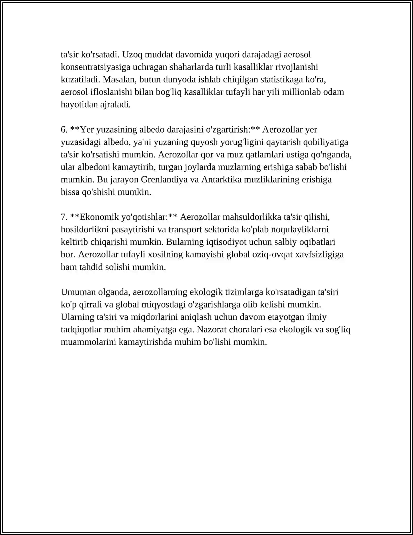 AEROZOLLARNING EKOLOGIYAGA TA'SIRI VA UNI ISHLAB CHIQARISHDAGI AHAMIYATI 4