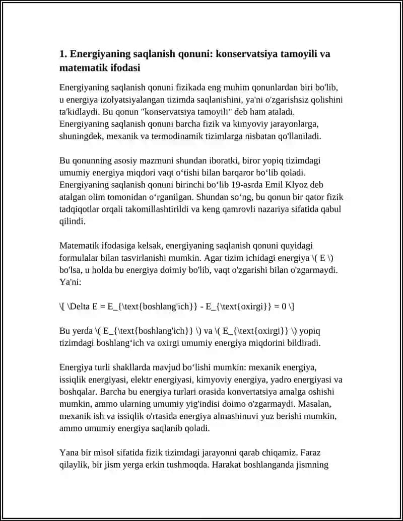 ENERGIYANING SAQLANISH QONUNI 4