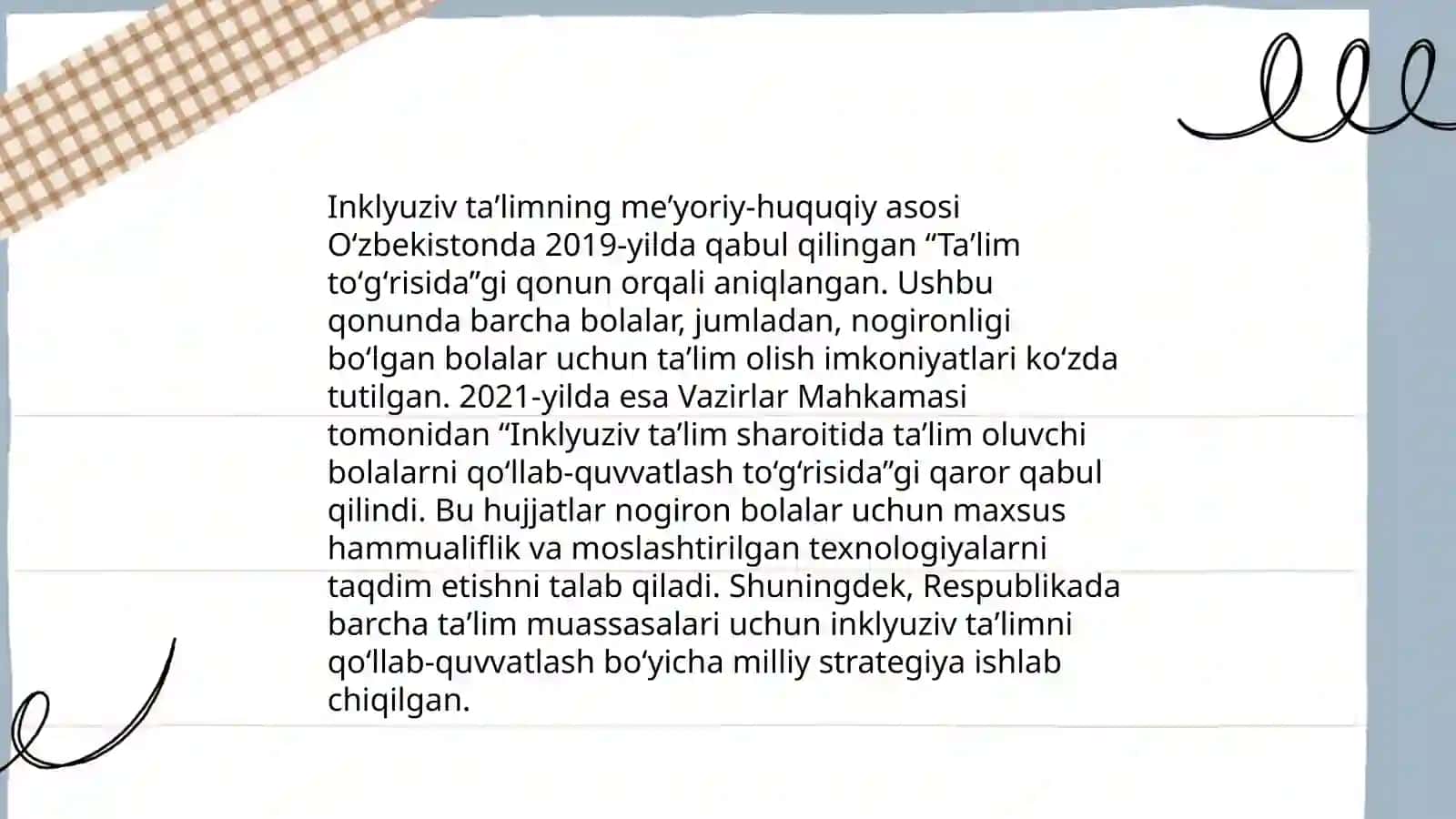 Oʻzbekistonda inklyuziv taʼlimning meyoriy huquqiy bazasini tahlil qilish 4