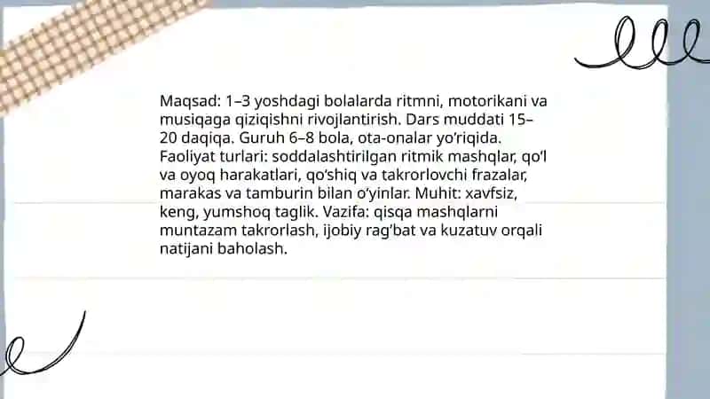MTTning turli yosh guruhlarida musiqa mashg’ulotini tashkil etish 4