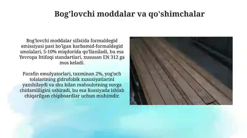 Yog'och tolali va yog'och qirindili plitalar ishlab chiqarish texnologiyasi 4