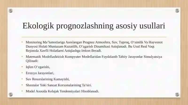 Geografik tadqiqotlarda ekologik prognozlar usuli 4