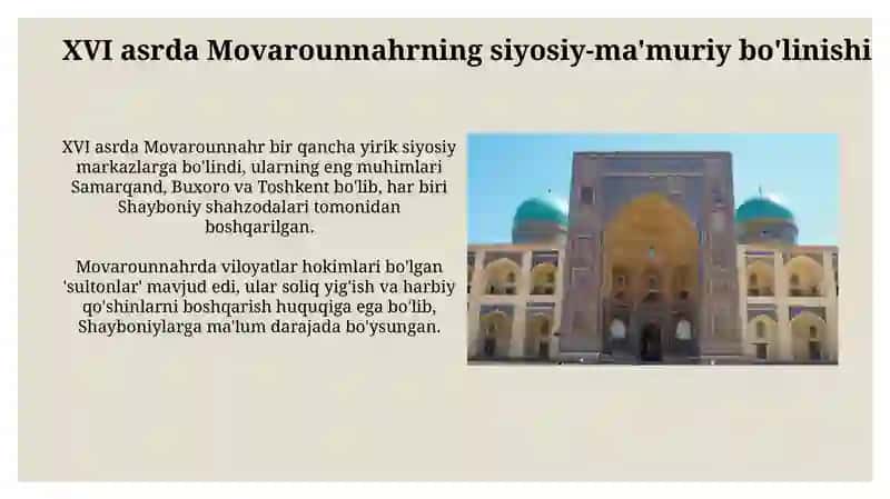 Shayboniylar davrida o'rta osiyoningtarixiygeografiyasi 4