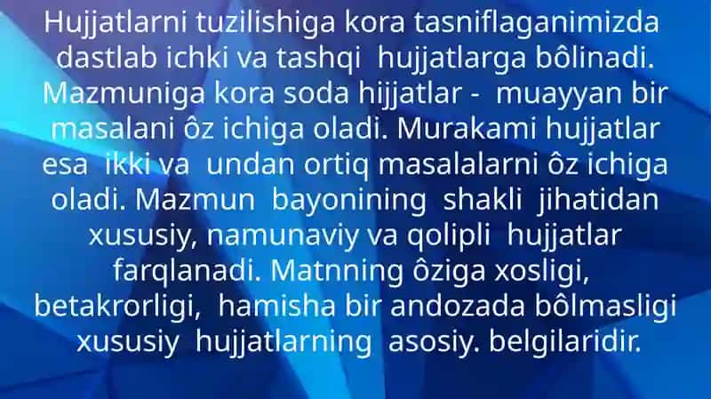Hujjatlarda tinish belgilari va sôz turkumlarining ishlatilishi 4