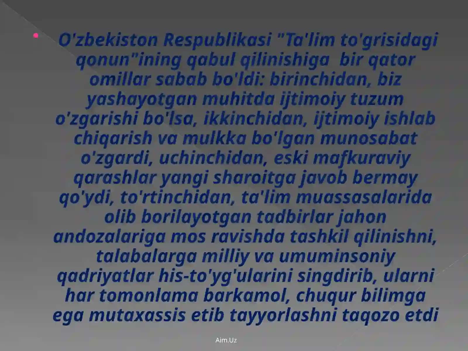 O’zbekiston Respublikasininguzluksizta’limtizimi.Kadrlartayyorlashmilliydasturi 4