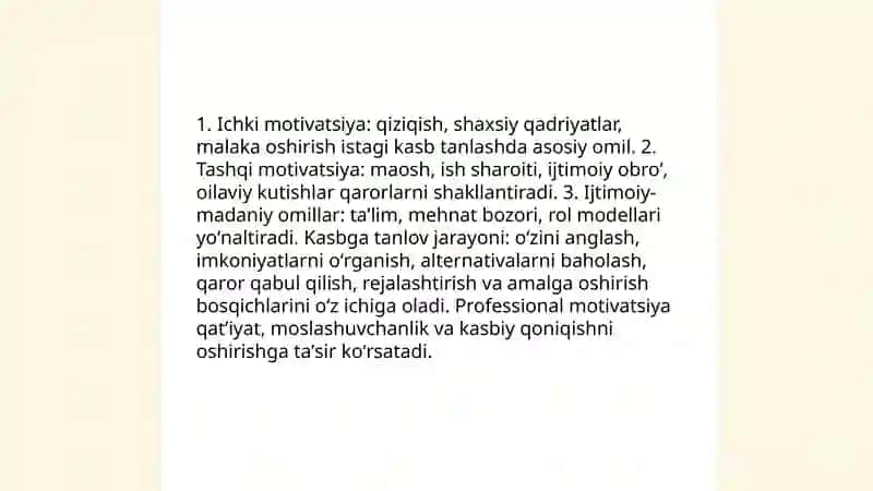 Shaxsni kasbga yoʻnaltirishda professional motivatsiyaning oʻrni 4