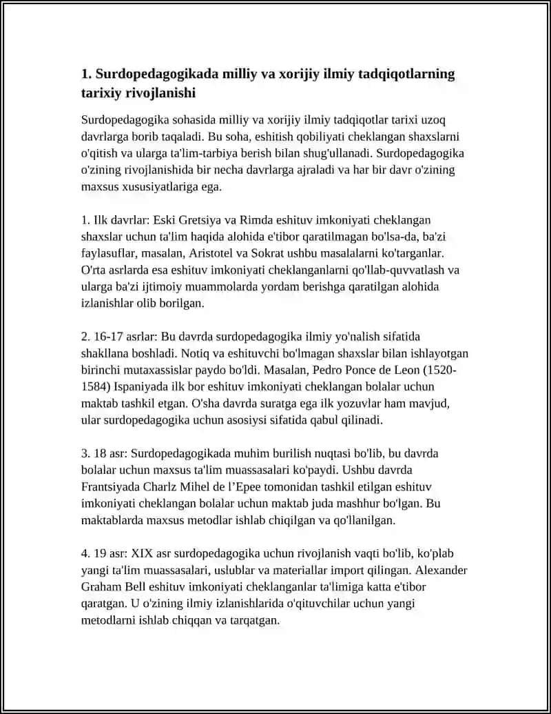 SURDOPEDAGOGIKA. SURDOPEDAGOGIKAGA OID MILLIY VA XORIJIY ILMIY TADQIQOTLAR 4