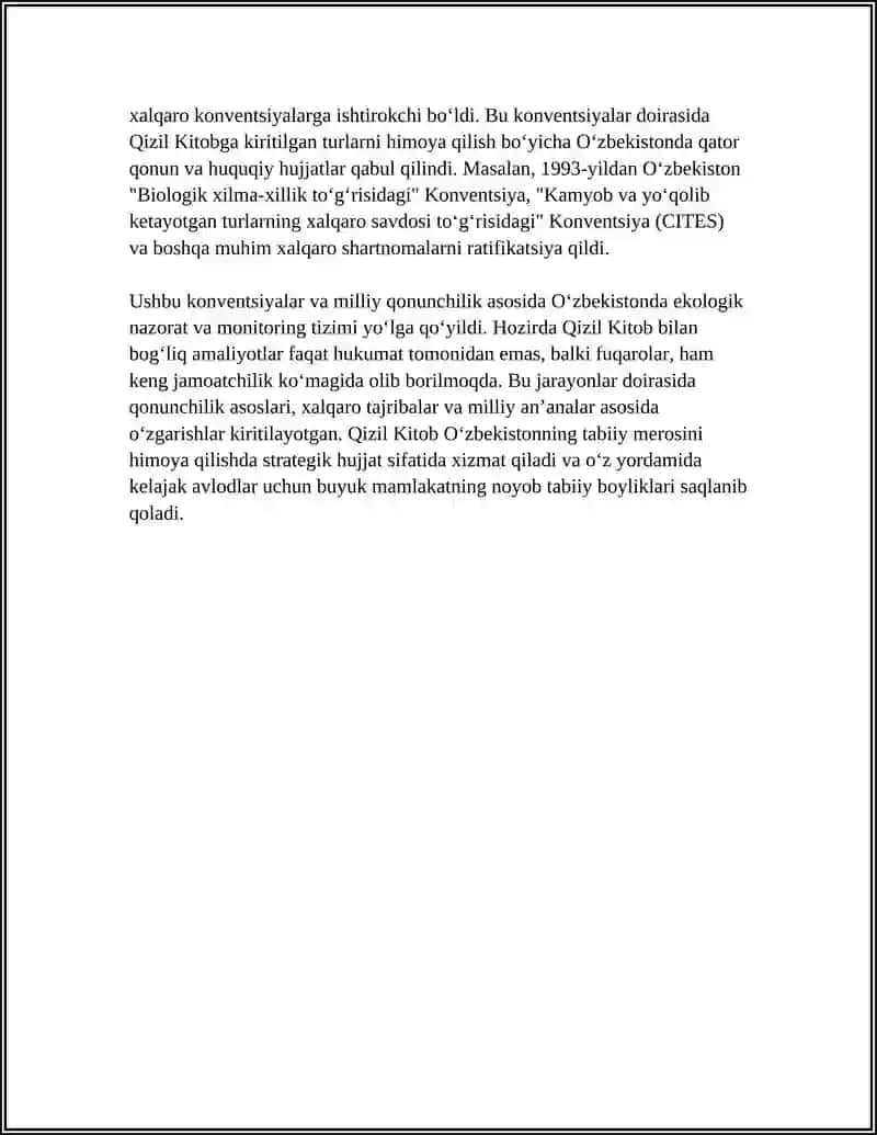 Qizil Kitob va uning muhit muhofaza qilishdagi o'rni 4