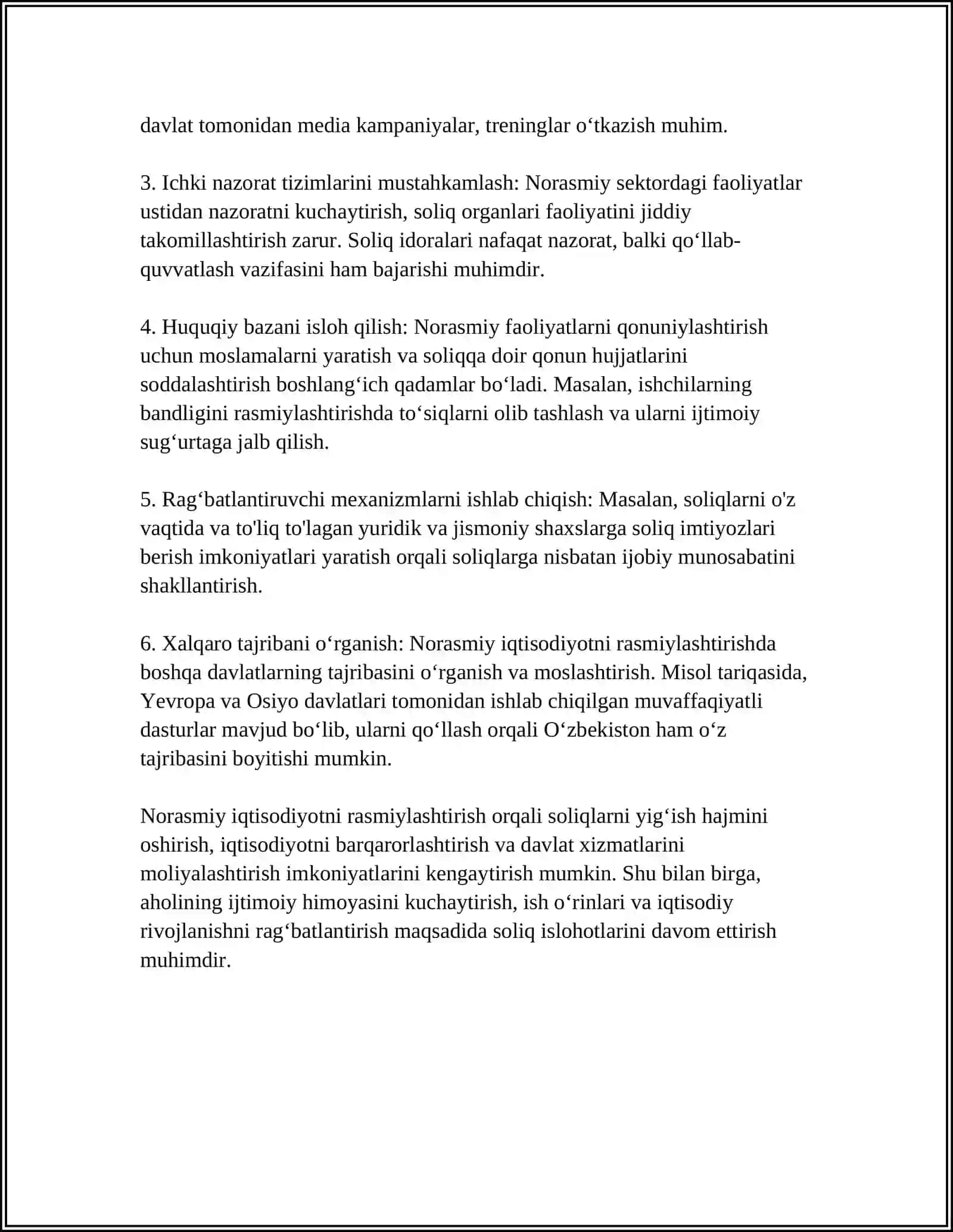 SOLIQ BAZASINI KENGAYTIRISH VA SOLIQ TUSHUMLARINI OPTIMALLASHTIRISH STRATEGIYALARI 4
