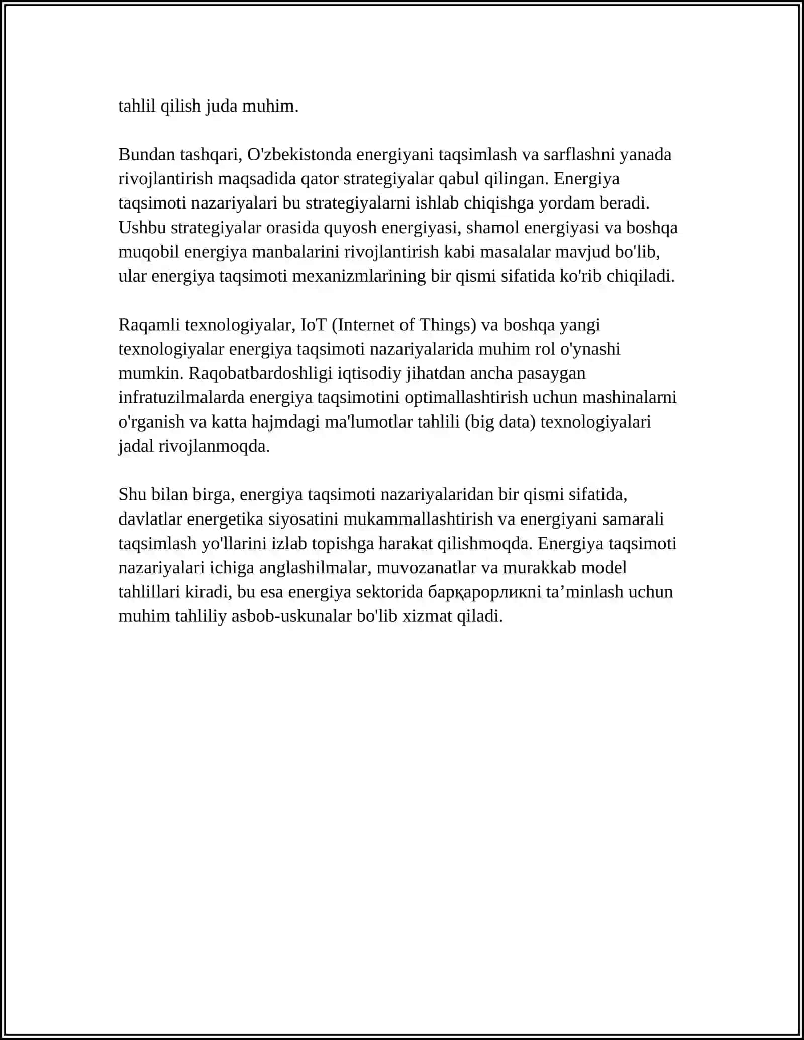 ENERGIYANI ERKINLIK DARAJALARI BO'YICHA TAQSIMLASH 4