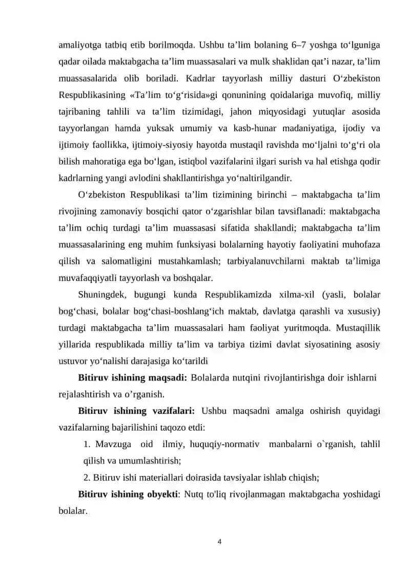 Nutq to'liq rivojlanmagan maktabgacha yoshidagi bolalarni o'qitish va tarbiyalash 4