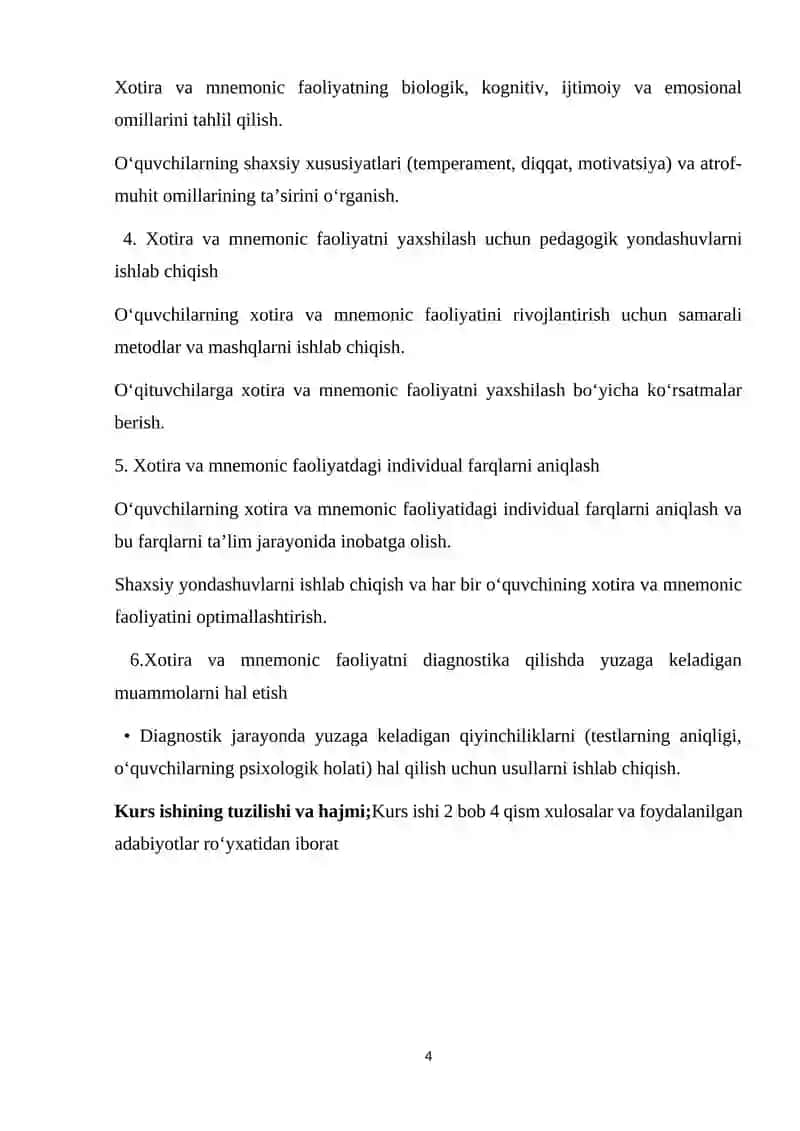 O‘QUVCHILARNING XOTIRASI VA MNEMIK FAOLIYAT DIAGNOSTIKASI 4