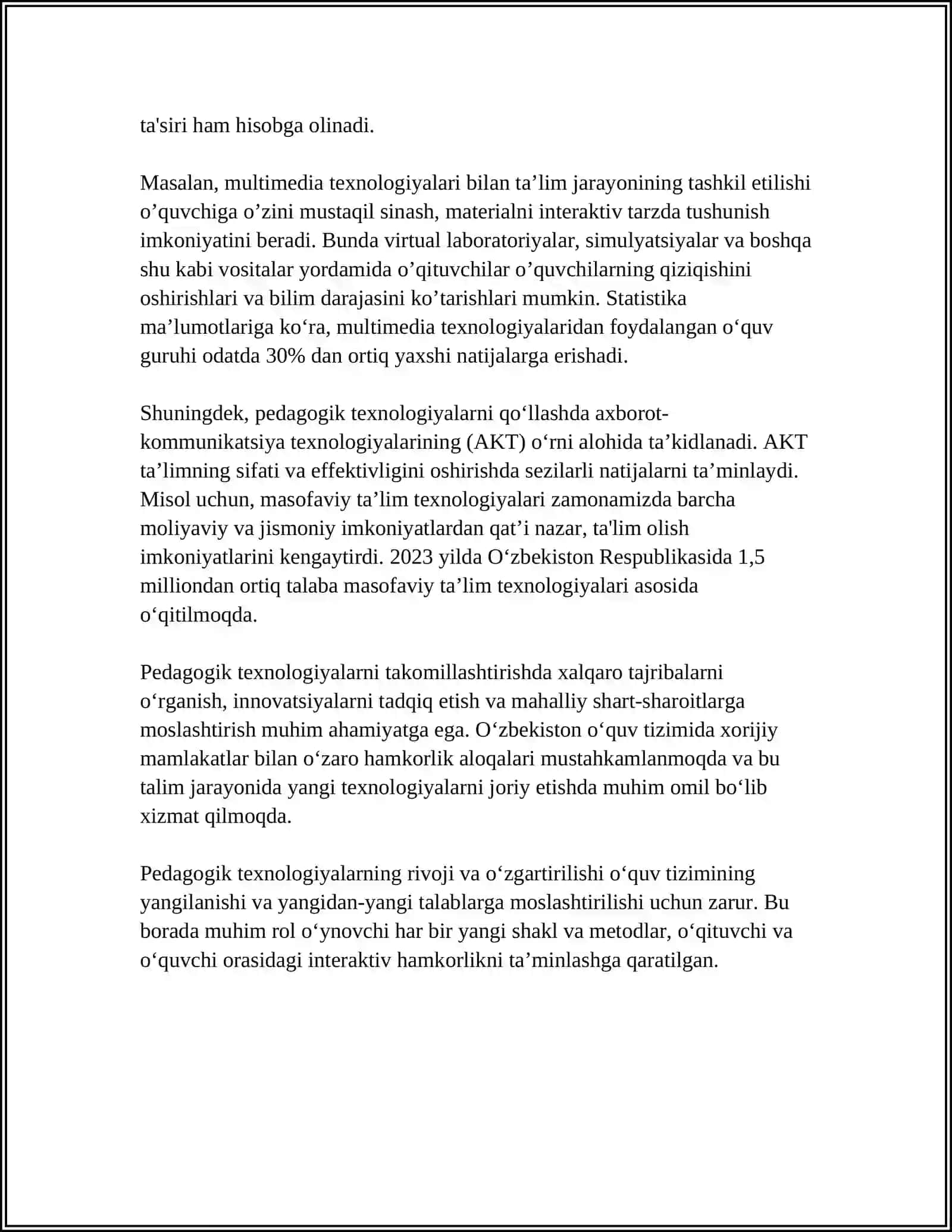 PEDAGOGIK TEXNIKA VA UNI SHAKLLANTIRISH 4