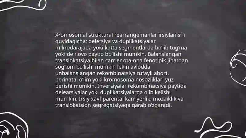Irsiy kasaliklar xromosom kasaliklar irsiylanishi 4