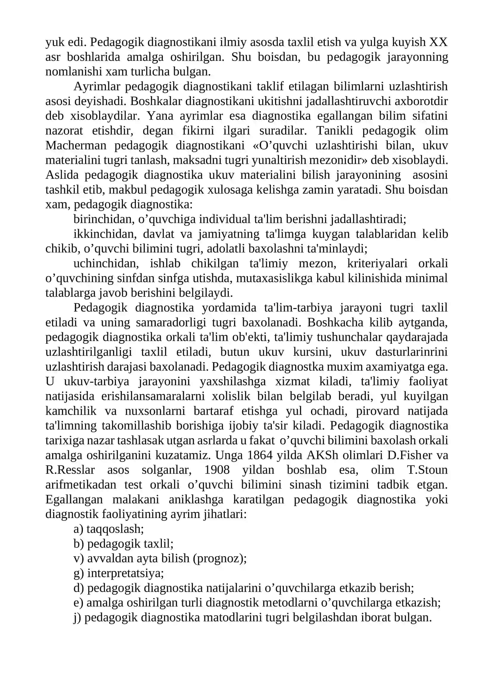 Pedagogik diagnostika fanining mazmun-mohiyati, maqsadi va vazifalari 4